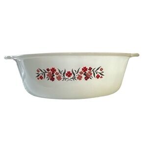 Fire King PRIMROSE Casserole #467 1.5 Qt Oval Vintage‎ Dish White Floral